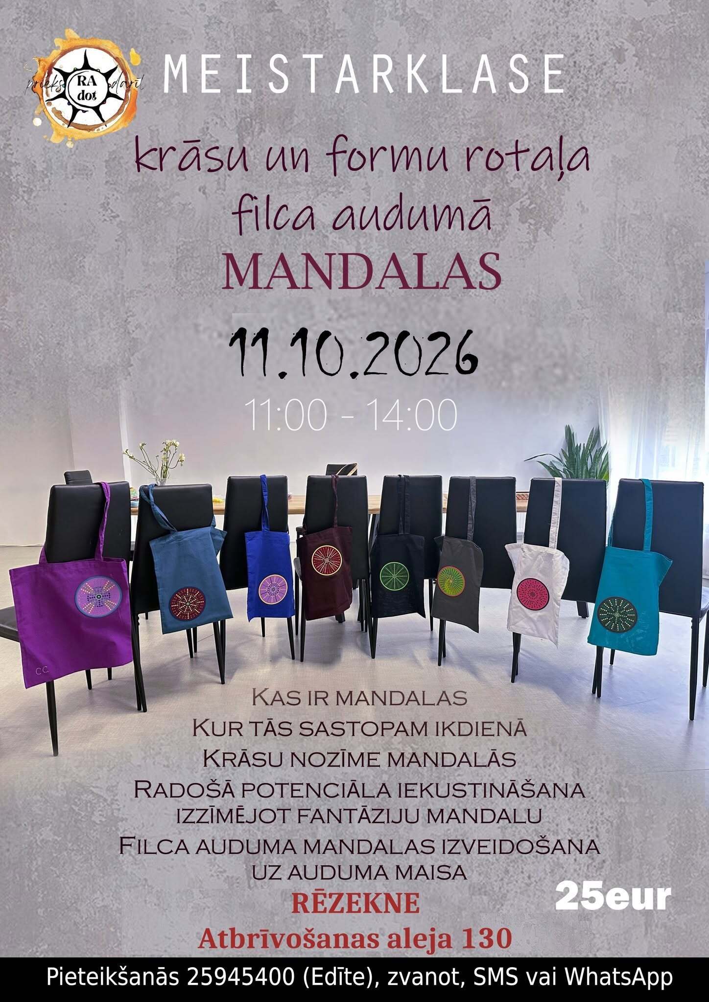 Krāsu un formu rotaļa filca audumā. Mandalas